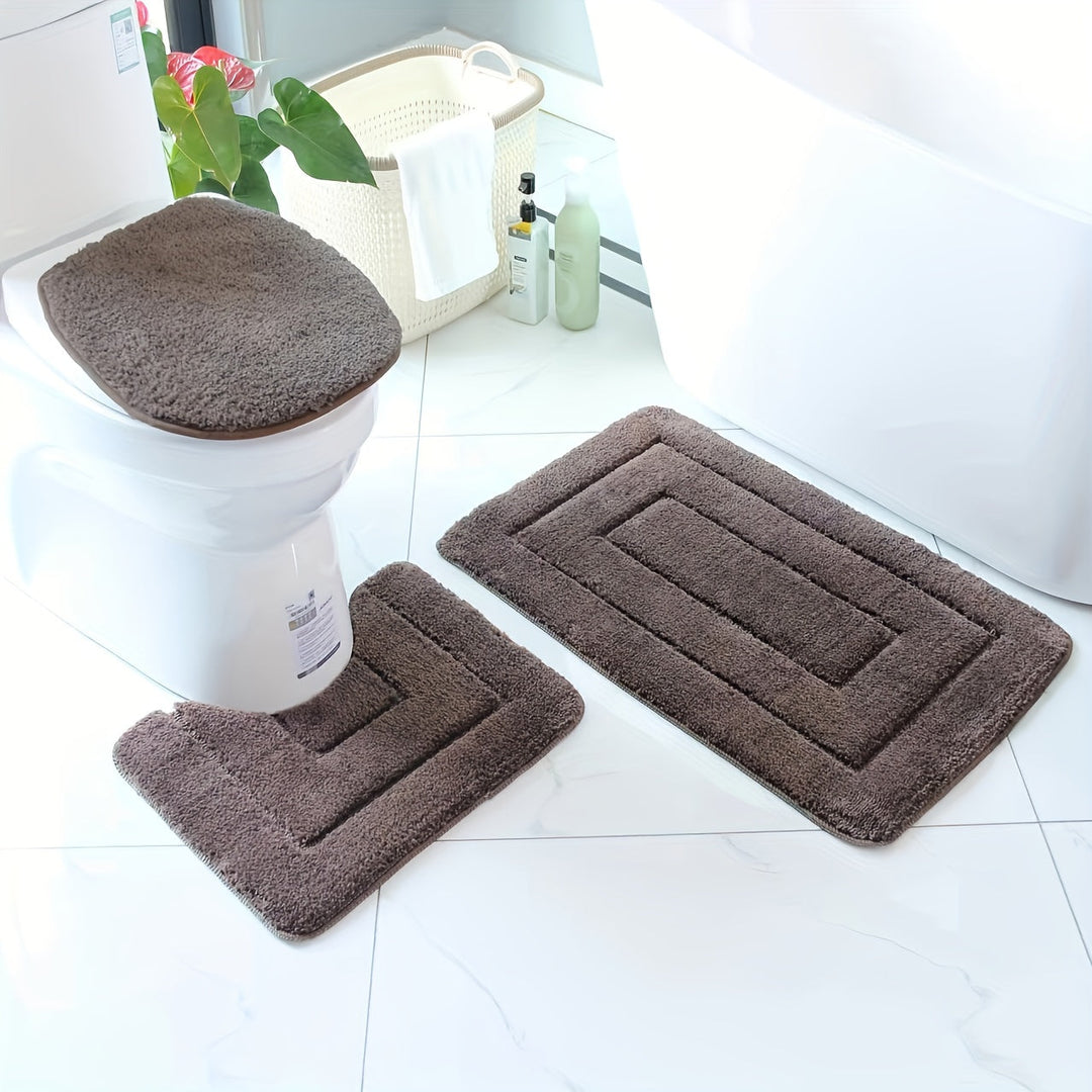 3-delad ultrafin fiber badrumsmattor set – snabbtorkande och absorberande