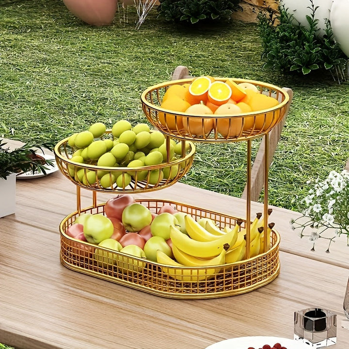 GoldenTier 3-Tier Fruktkorg – Elegant och Praktisk