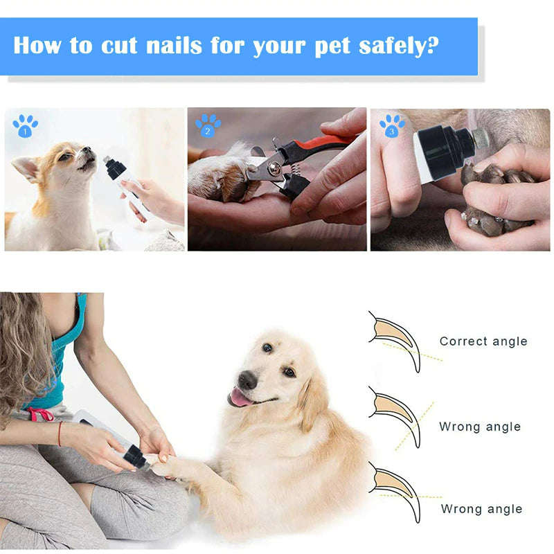 Elektrisk Kloslip &amp; Klotrimmer för Husdjur | Tyst &amp; Smärtfri Nageltrimmer för Hund &amp; Katt – Uppladdningsbar &amp; Ergonomisk Design