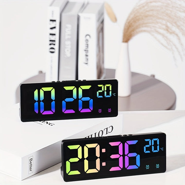 RGB Digital Väckarklocka – Röststyrd, Dubbel Alarm och Temperaturvisning