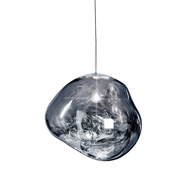 Modern taklampa i silver/röd glas 1 lampa matplats plafondlampa