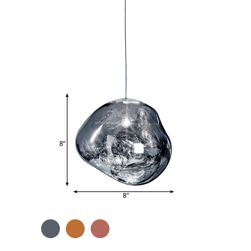 Modern taklampa i silver/röd glas 1 lampa matplats plafondlampa