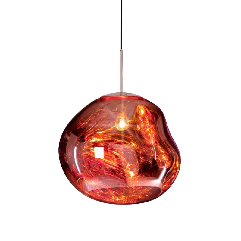 Modern taklampa i silver/röd glas 1 lampa matplats plafondlampa