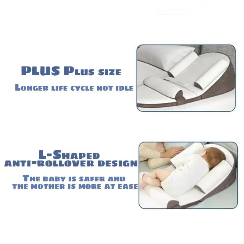 RoyaleGlow Baby Wedge Sido Sova Kudde Säng Reflux Anti Rulla Nyfödd Säng