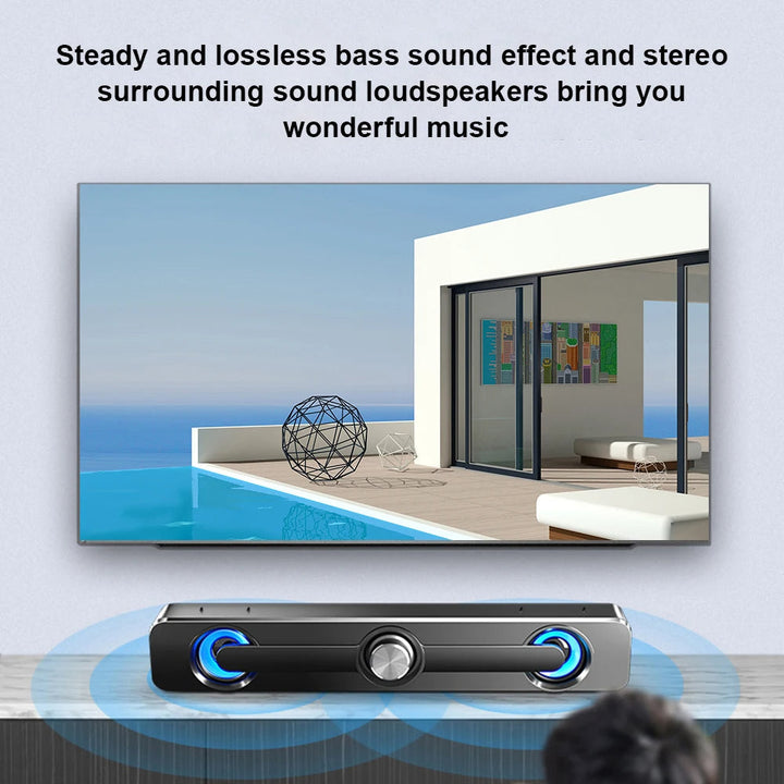PC Soundbar Högtalare – USB-driven med LED-ljus 3,5 mm jack för Laptop &amp; TV