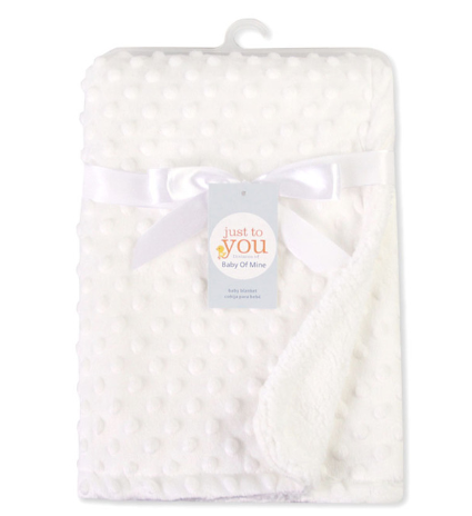 Trivhem Babyfilt i dubbelt lager med prickar och fleece, 102 x 76 cm