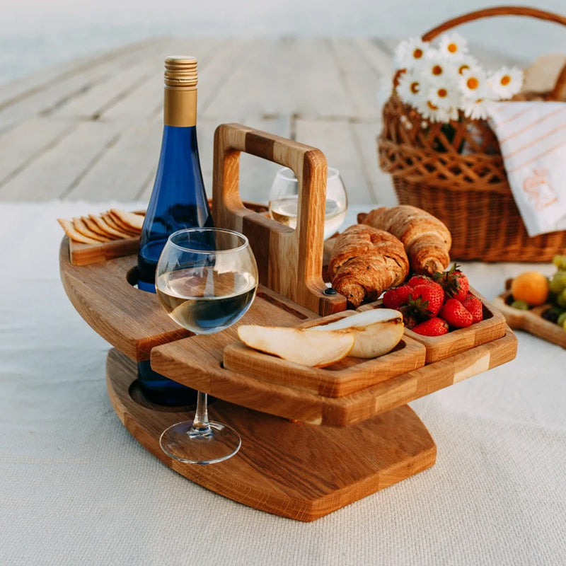 Elegant Ek Picnic Vin Bord – Kompakt &amp; Mångsidig