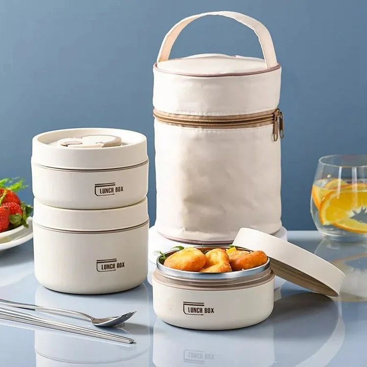 Isolerad Lunchlåda Flera Fack BPA-fri Plast Rostfritt Stål