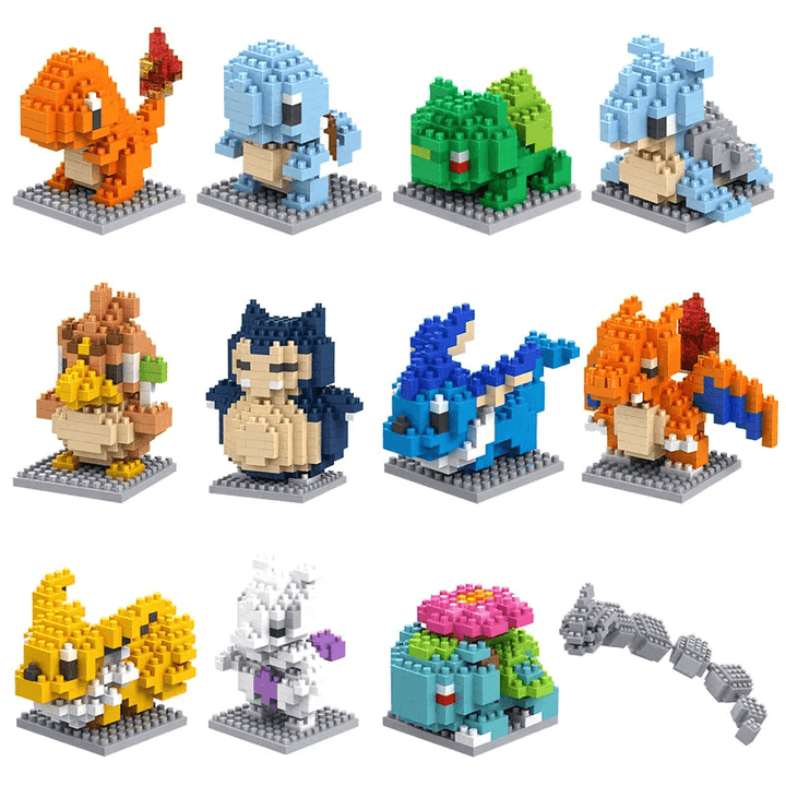 Poke Karaktärs Nanoblocks Anime Byggklossar