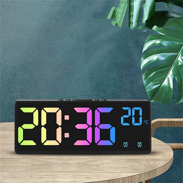 RGB Digital Väckarklocka – Röststyrd, Dubbel Alarm och Temperaturvisning