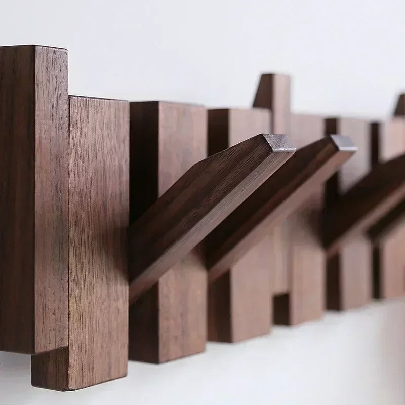 Lyxig Vägghängd Trä Klädhängare – Piano Design Entré Organiser för Nycklar, Hattar &amp; Jackor