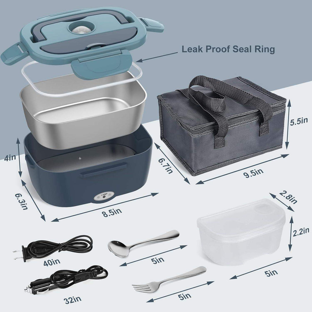 Elektrisk Lunchbox – Bärbar Matvärmare med Dubbel Fack &amp; Bil/Hem Kontakt