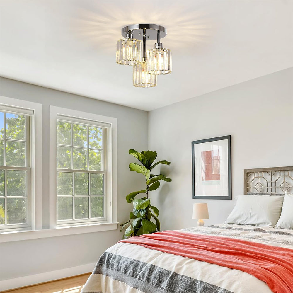 Elegant Modern Crystal Semi-Flush Taklampor