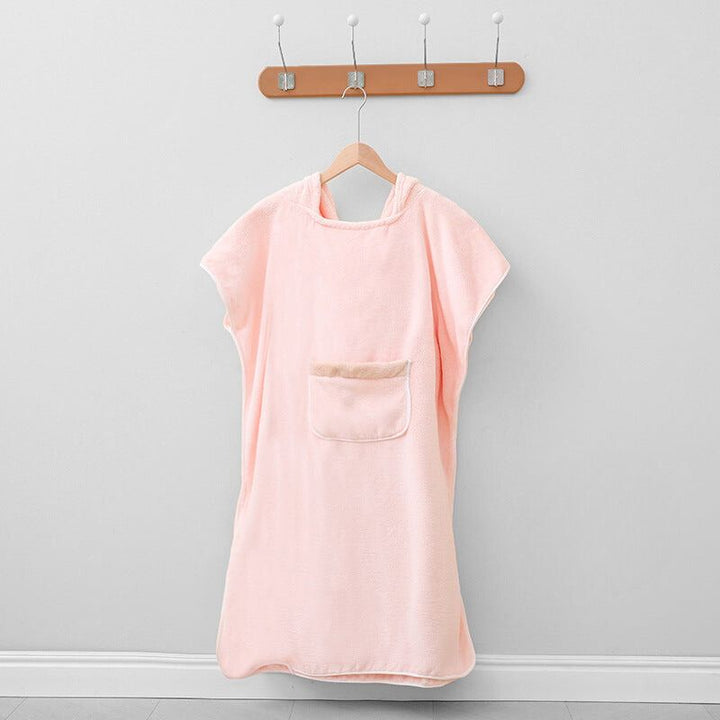 Ultramjuk fleeceponcho med huva – Snabbtorkande unisex bad- och spa-morgonrock