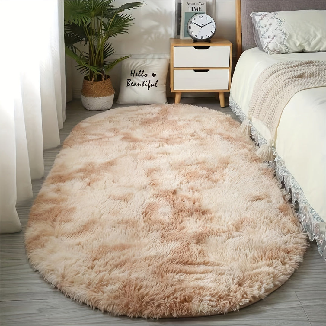 Plush Oval Rug – Mjuk och stilren matta för sovrum och vardagsrumsdekoration