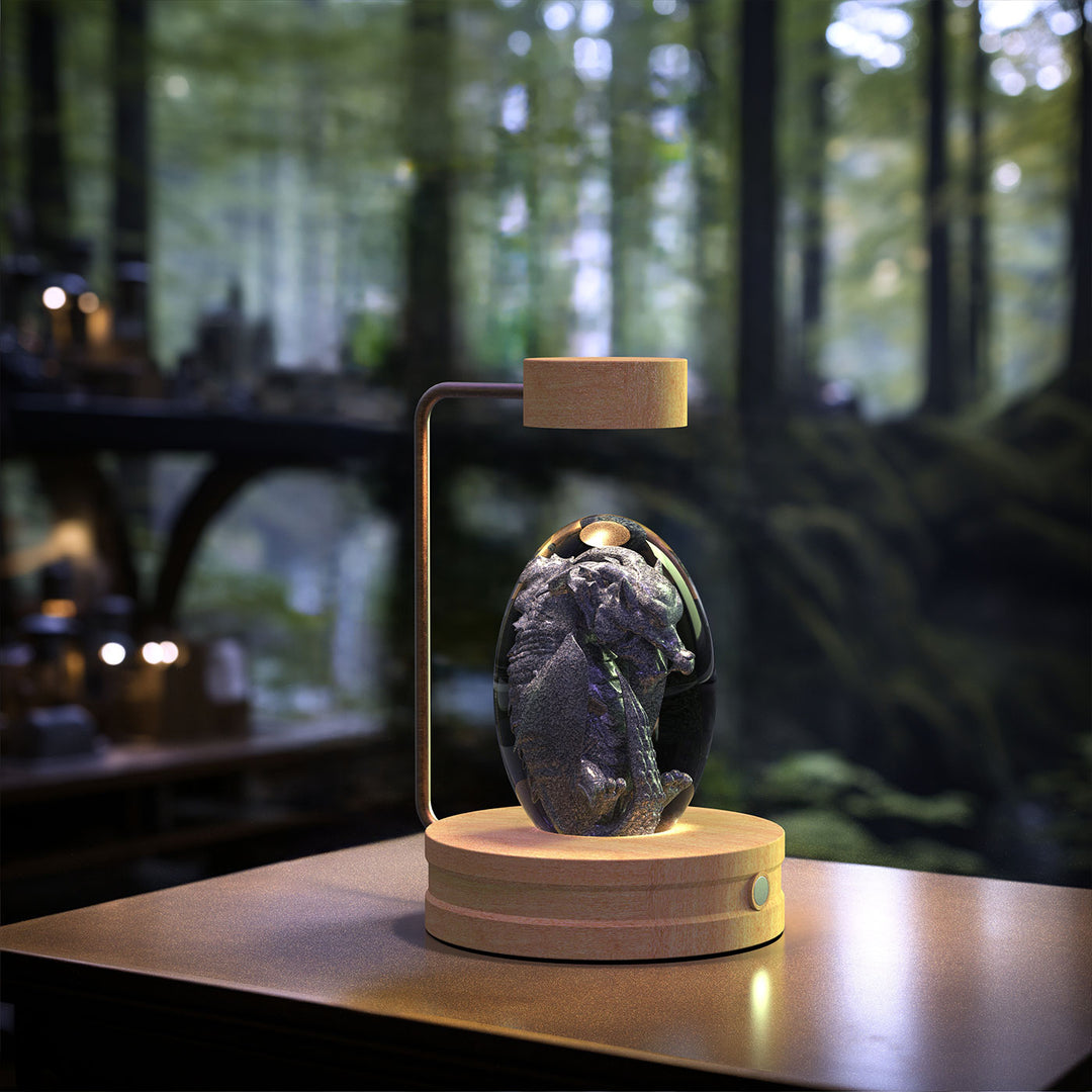 Kristallkula med 3D-motiv – nattlampa på fot i ljust eller mörkt trä