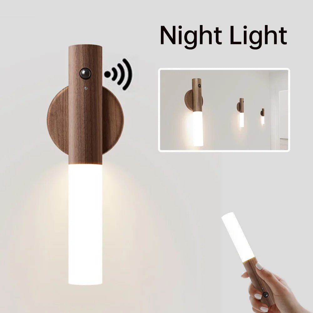 Uppladdningsbar LED-vägglampa – USB-magnetisk rörelsesensorlampa för sovrum, vardagsrum och trappa