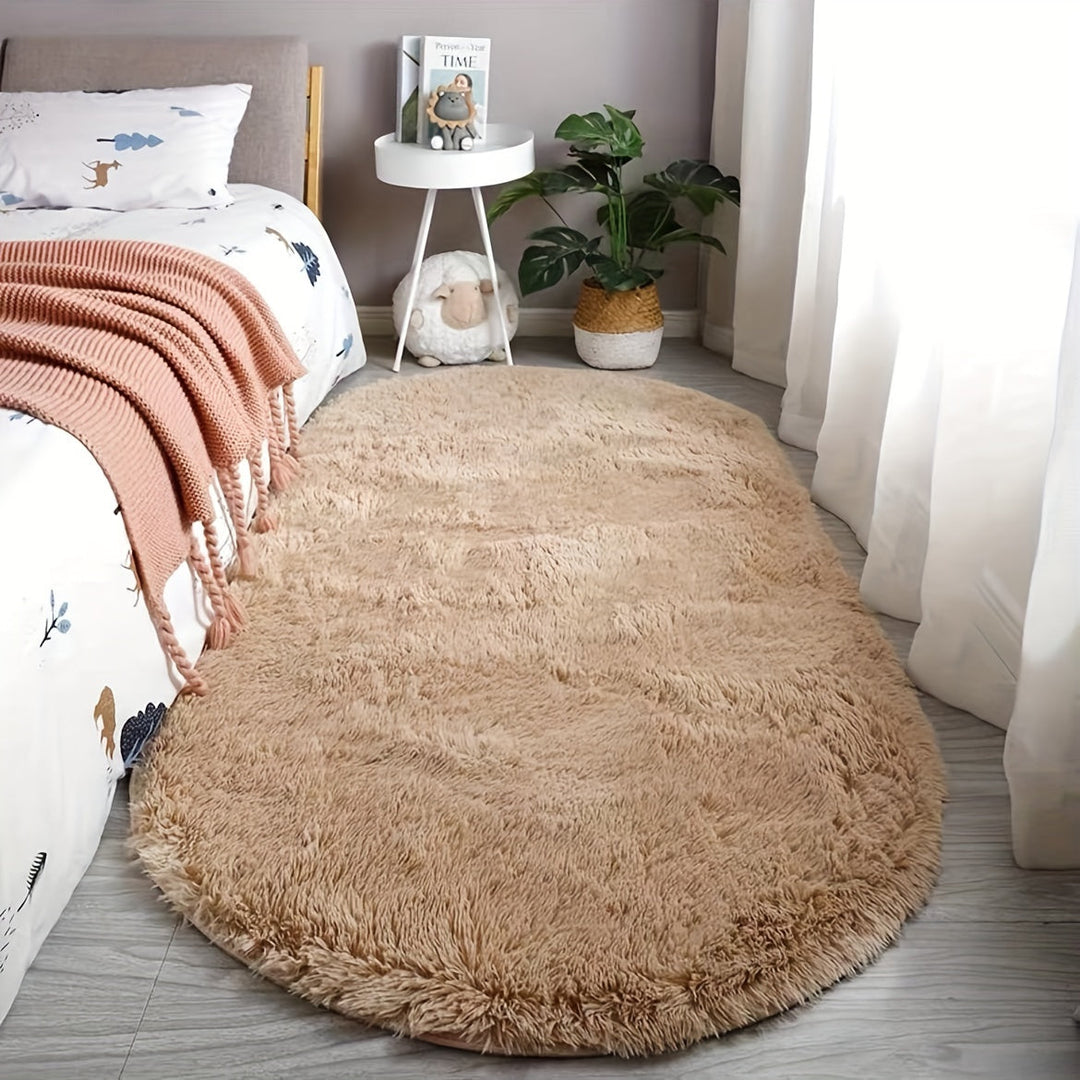 Plush Oval Rug – Mjuk och stilren matta för sovrum och vardagsrumsdekoration