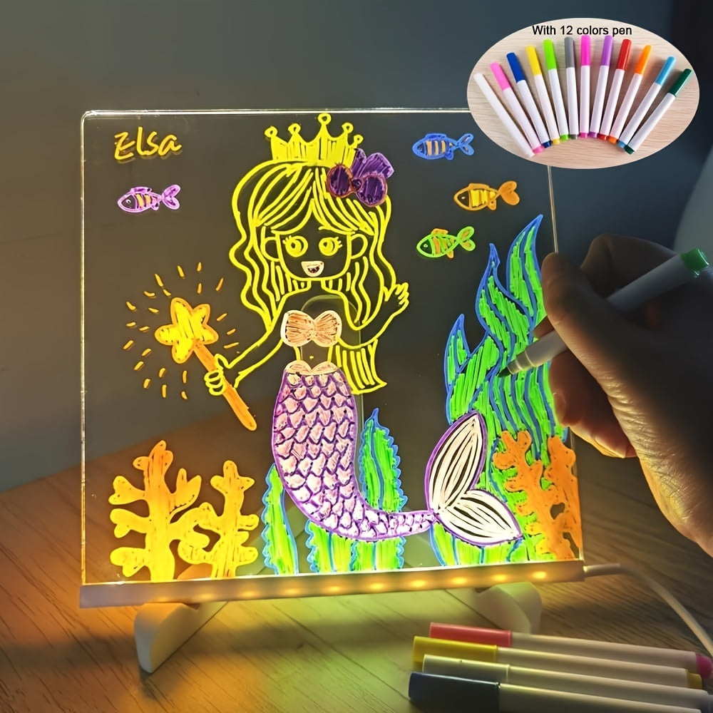 RoyaleGlow USB LED Noteringsbräda med 12 Färgpennor - Glödande Meddelandebräda för Kontor &amp; Hem
