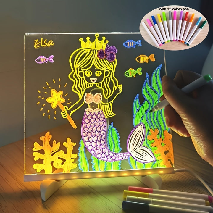 RoyaleGlow USB LED Noteringsbräda med 12 Färgpennor - Glödande Meddelandebräda för Kontor &amp; Hem