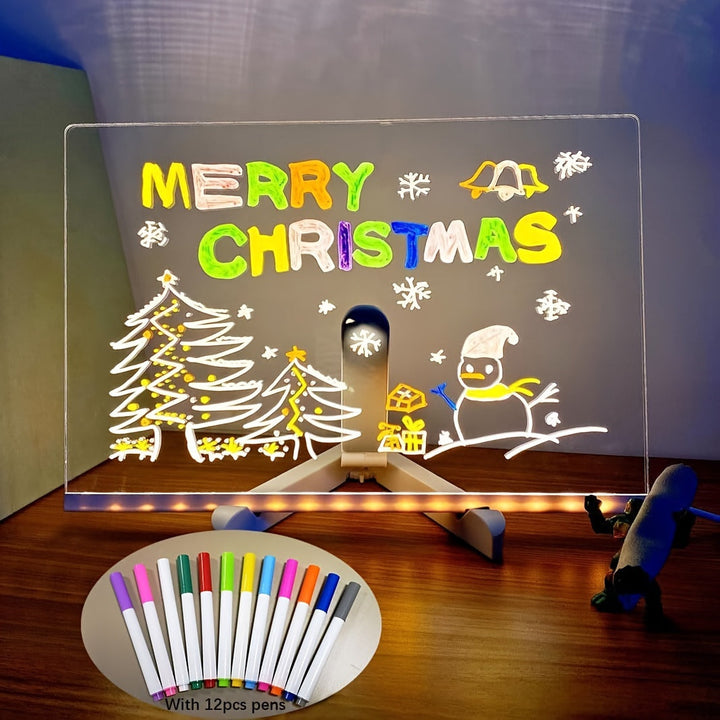 RoyaleGlow USB LED Noteringsbräda med 12 Färgpennor - Glödande Meddelandebräda för Kontor &amp; Hem