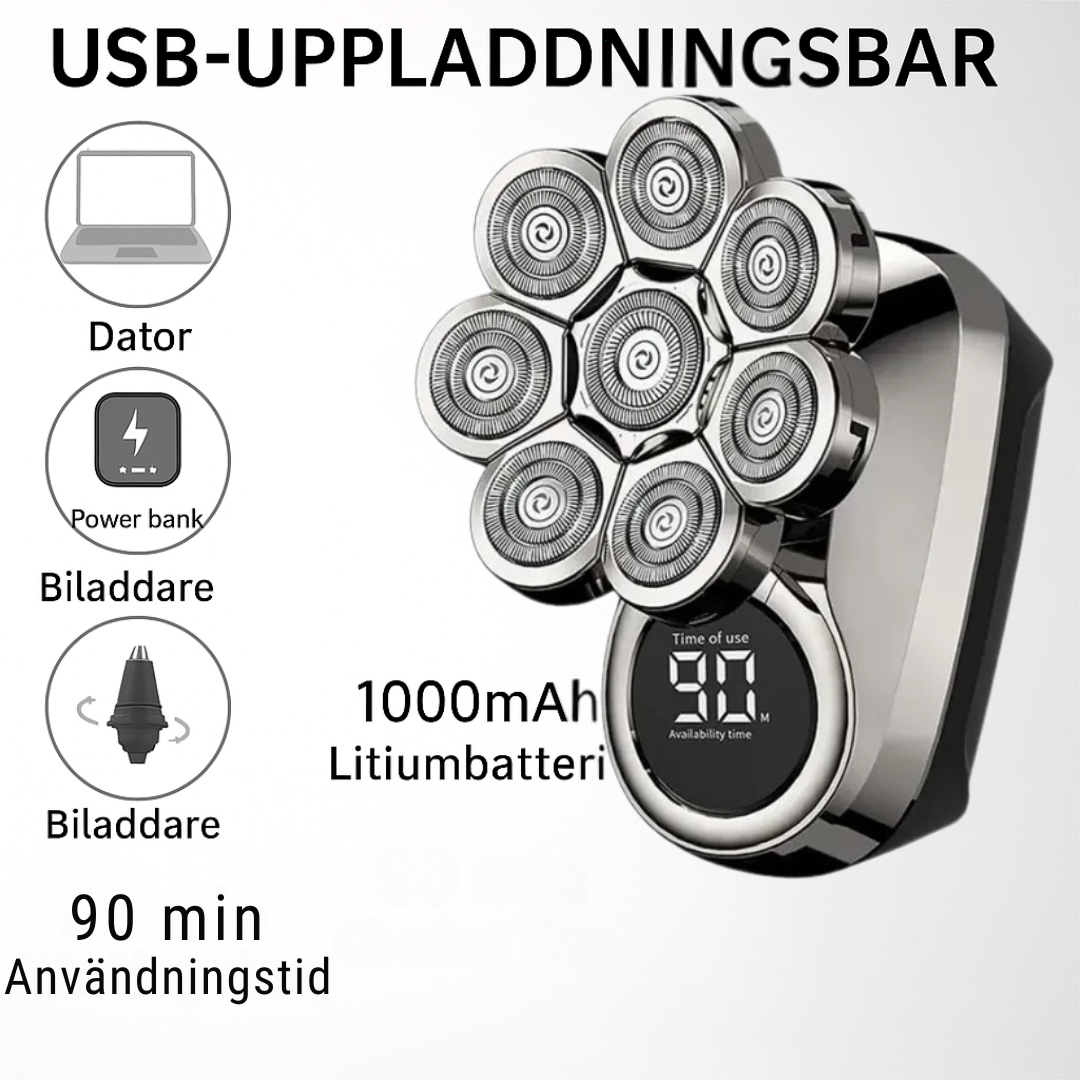 Exklusiv 6-i-1 rakapparat - groomingkit för huvud och ansikte