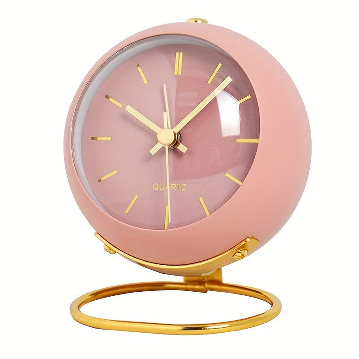 Nordic Silent Desk Clock – Luminösa Visare &amp; Metallram