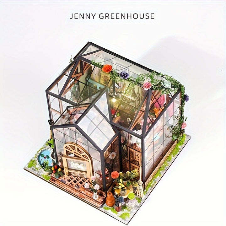 Miniatyr Växthus Bok Nook – DIY 3D Modell med LED-belysning
