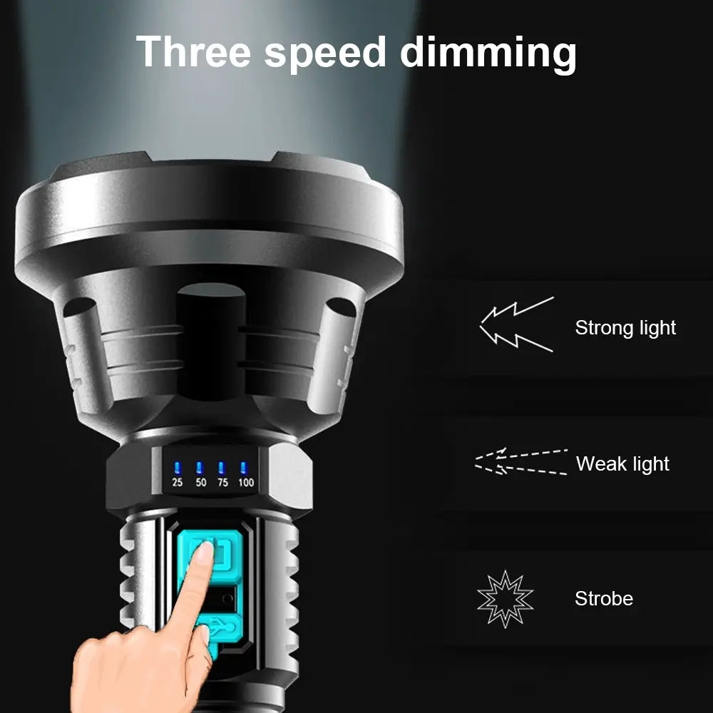 90000LM LED ficklampa – Taktisk söklampa med USB-laddning och superskarp belysning