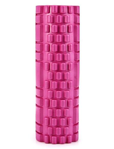 Lila foam roller med rutmönster