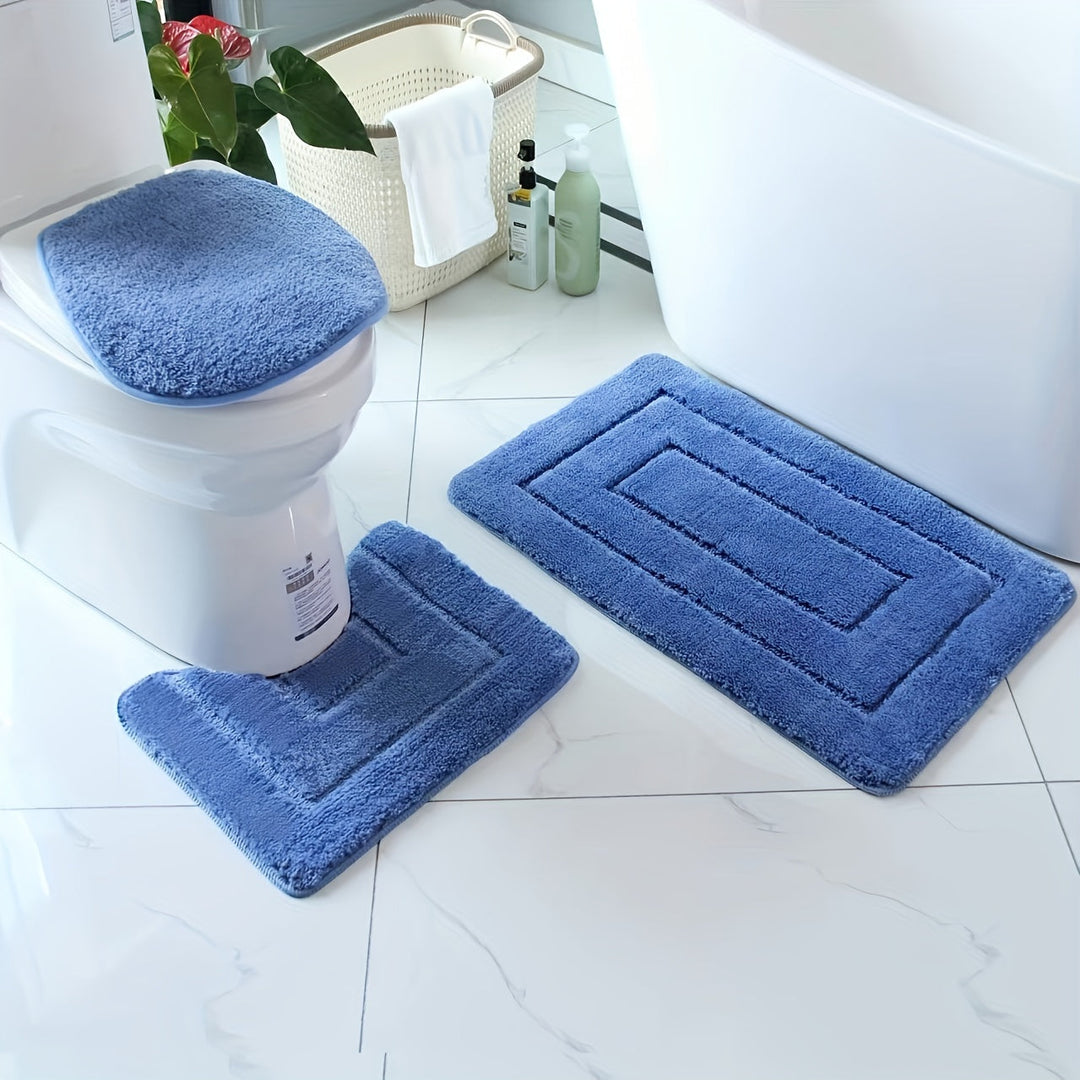 3-delad ultrafin fiber badrumsmattor set – snabbtorkande och absorberande