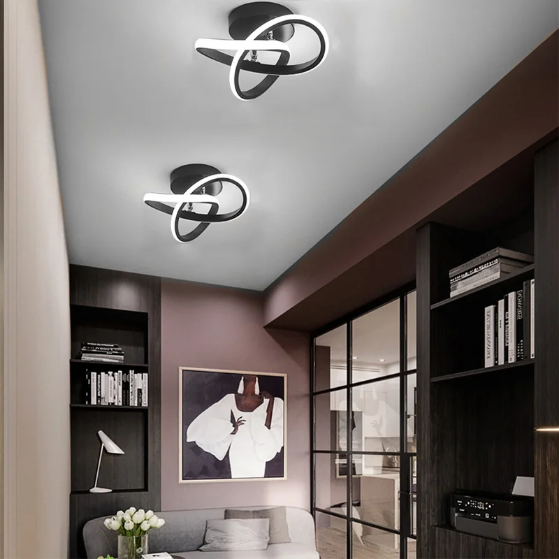 Taklampa med LED Svart metalram