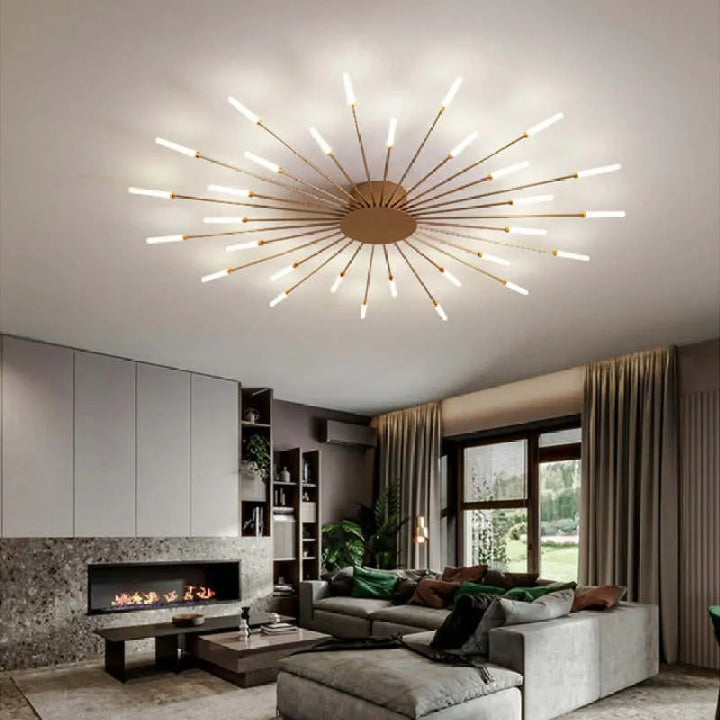 Taklampa modern metall LED kristallhänglampa