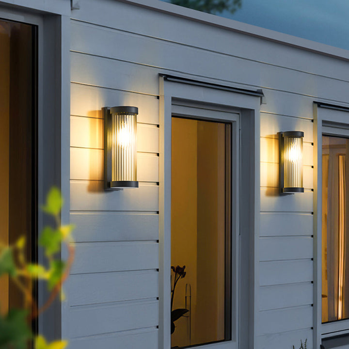 Cylindrisk Metal och Glas Solenergidriven Vägglampa