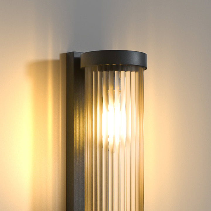 Cylindrisk Metal och Glas Solenergidriven Vägglampa