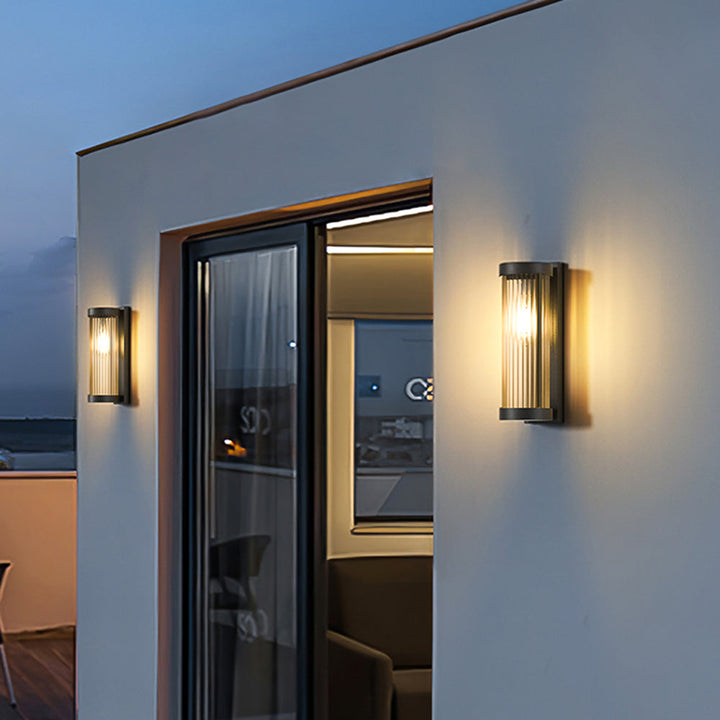 Cylindrisk Metal och Glas Solenergidriven Vägglampa