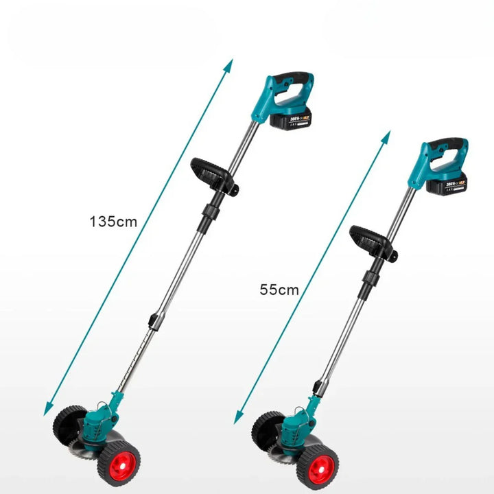 Trådlös &amp; Hopfällbar Grästrimmer 36V – Justerbar Höjd, Hjul &amp; 3 Bladtyper