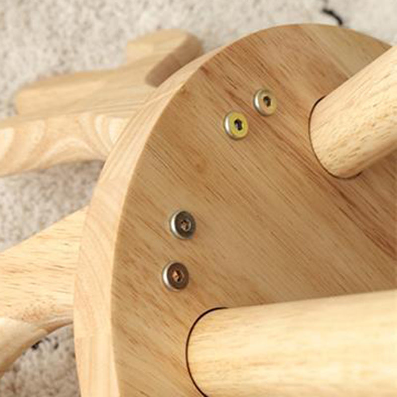 Kreativ barnpall i massivt trä med horn - Rund låg sits med ryggstöd för vardagsrum och entré