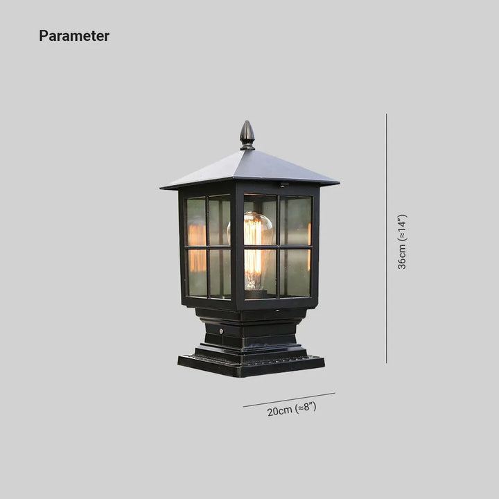 Utomhuslampa Svart Metall Pelarlampa