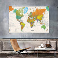 Stort Världskarta Canvas Poster – 225x150cm Väggkonst Dekor