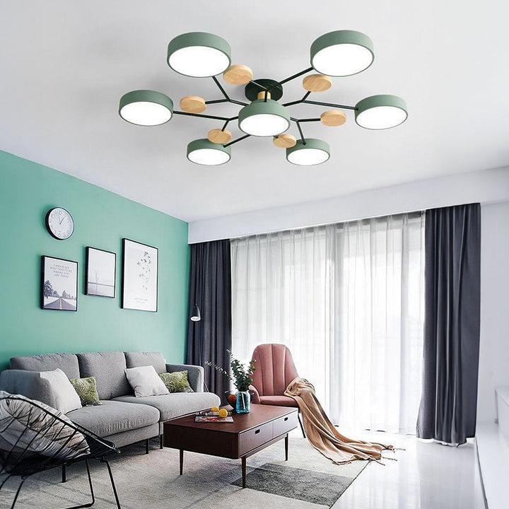 Nutida Rund Järn LED Semi-Flush Kandelaber