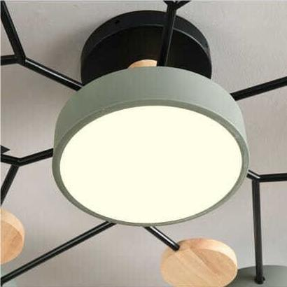 Nutida Rund Järn LED Semi-Flush Kandelaber