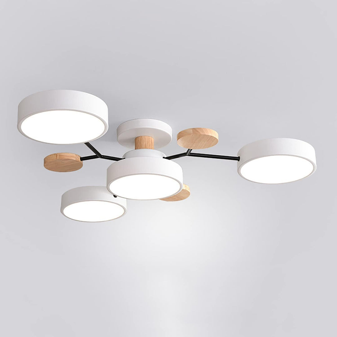 Nutida Rund Järn LED Semi-Flush Kandelaber