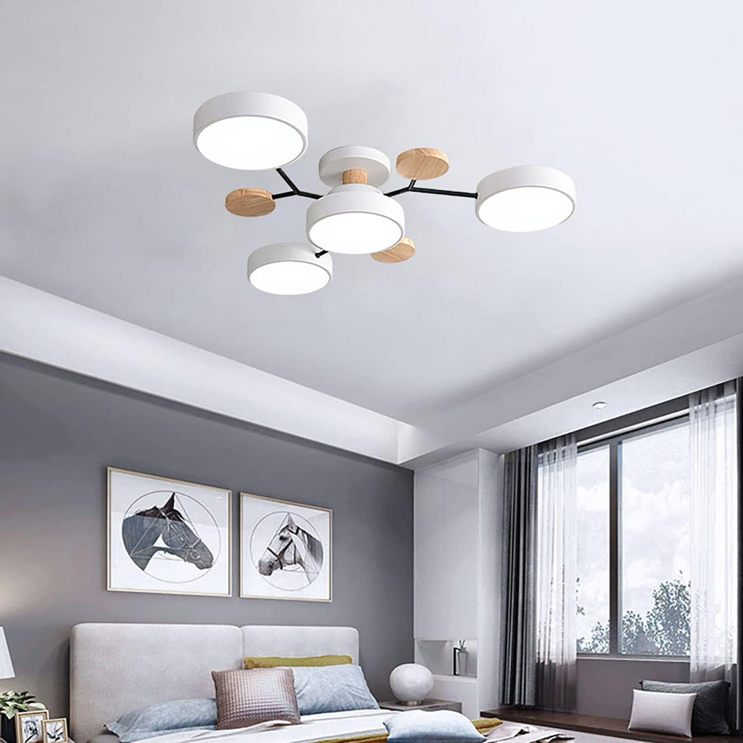 Nutida Rund Järn LED Semi-Flush Kandelaber
