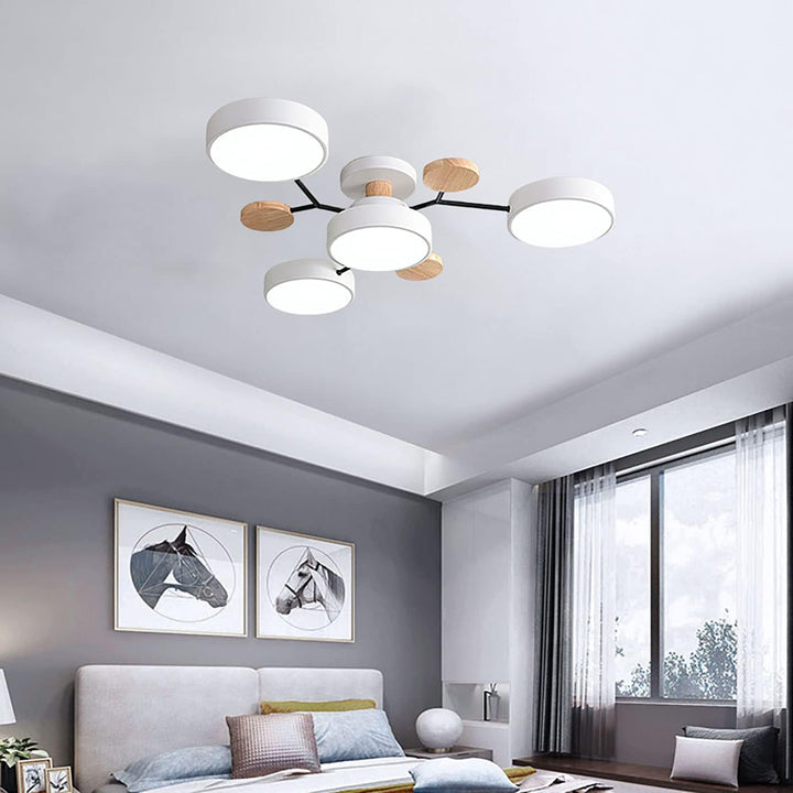 Nutida Rund Järn LED Semi-Flush Kandelaber