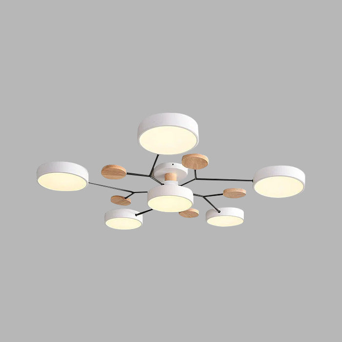 Nutida Rund Järn LED Semi-Flush Kandelaber