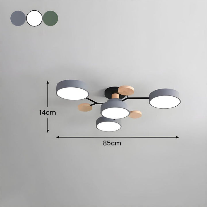 Nutida Rund Järn LED Semi-Flush Kandelaber