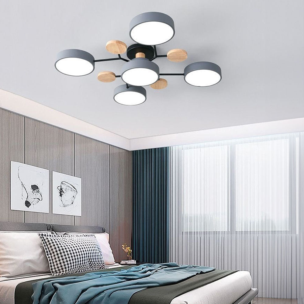 Nutida Rund Järn LED Semi-Flush Kandelaber