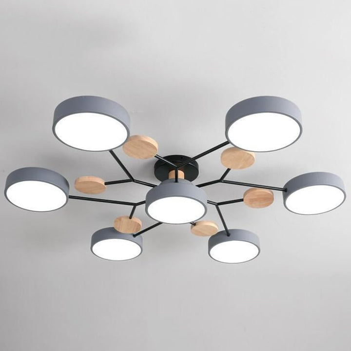 Nutida Rund Järn LED Semi-Flush Kandelaber