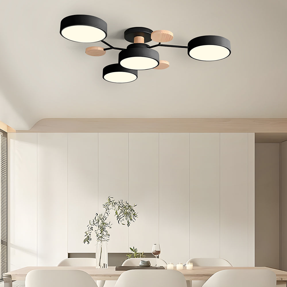 Nutida Rund Järn LED Semi-Flush Kandelaber